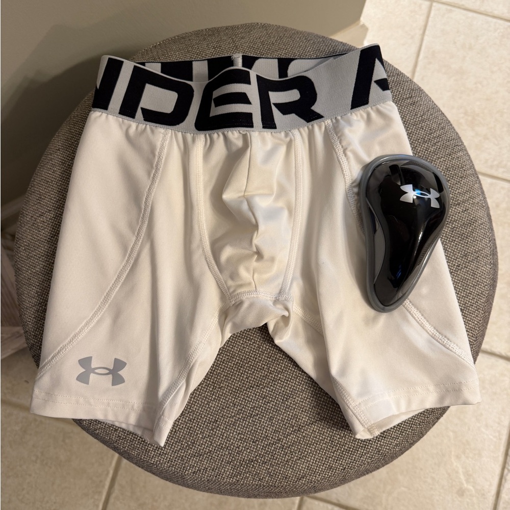 Brand New -  Under Armour Sliding Shorts with Cup - Youth Small